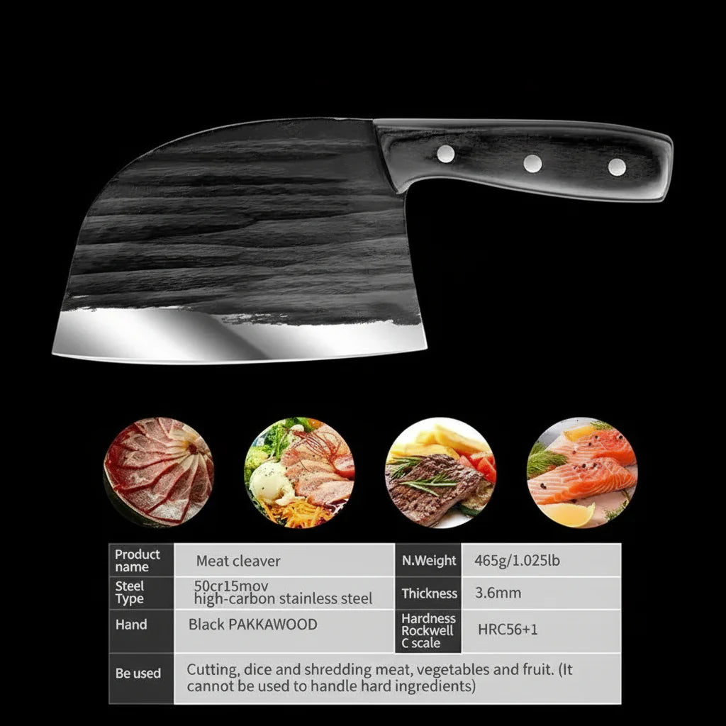 Stainless Steel Meat Cleaver Knife – Easy-Cut Bone & Poultry Knife